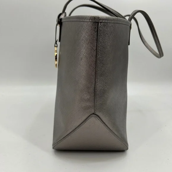 HENRI BENDEL Silver Metallic Leather Large Tote Bag Purse Excellent Condition